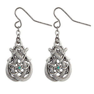 Mystica Jewelry - Celtic Knot Dragon Dangle Hook Pewter Earrings Mystica Jewelry - Celtic Knot Dragon Dangle Hook Pewter Earrings